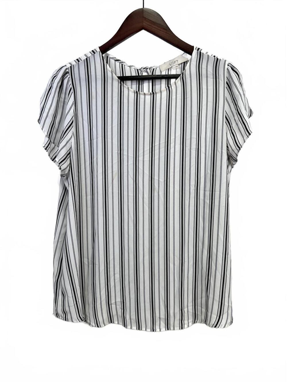 LOFT Size Large Striped Button-Back Blouse Buttons down the back